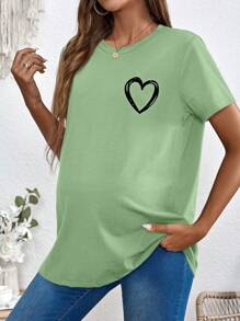 SHEIN 孕妇及哺乳期圆领纯色短袖 T 恤