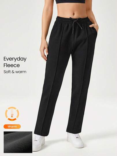 GLOWMODE 26'' Everyday Fleece Unisex Adjustable Drawstring Waist Tapered Joggers Pants With Side Pockets Daily Casual Fall Winter