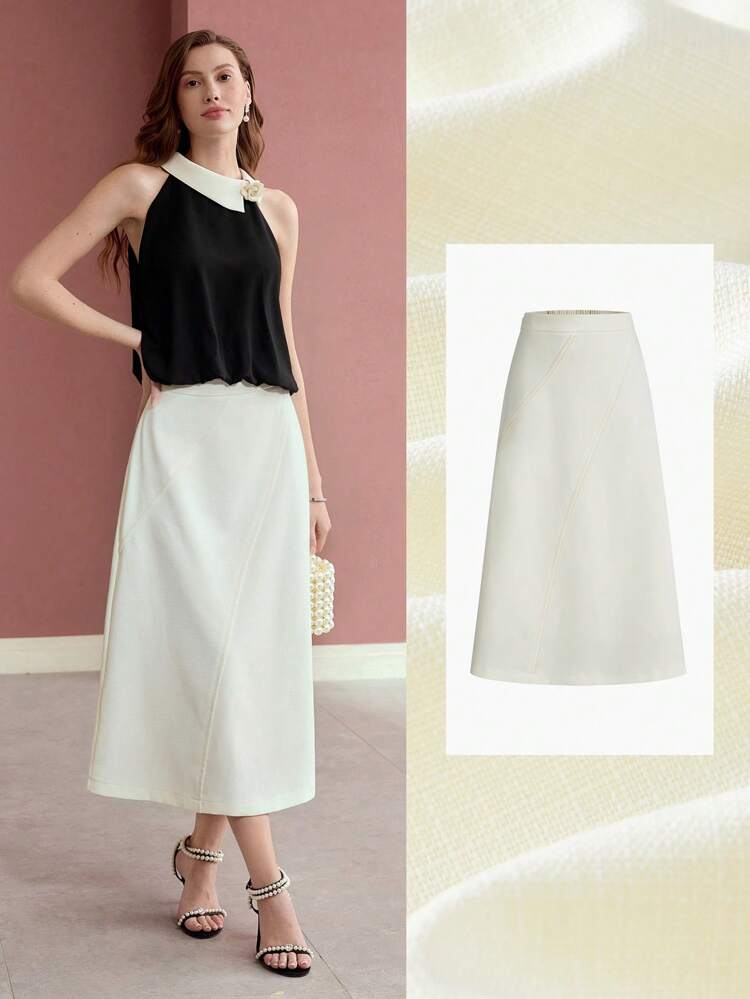 ELASTIC WAIST A LINE SKIRT