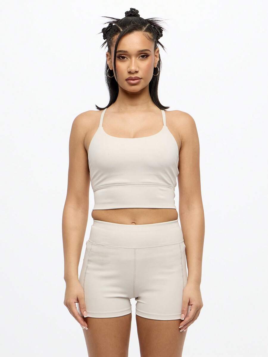 SUMWON WOMEN Strappy Sports Camisole Performance Tank Top Moisture Wicking Removable Padded Cups Yoga Athletic Training Running Workout Studio High Impact Activities