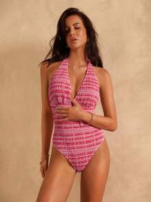Swim Chiccia 1pc Women's Simple & Fashionable One-Piece Swimsuit, Suitable For Summer