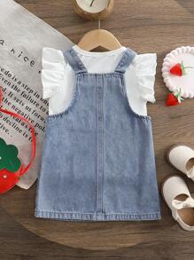 Baby/Baby Girl Fashion Denim Suspender Skirt Set
