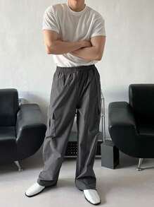 DAZY Plain Gray Men's Cargo Pants, Spring Men Joggers - Grey - View 4