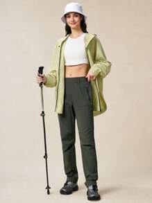 OutZeal 女士户外黑色长裤，适合露营、徒步旅行，触感凉爽，速干弹力修身剪裁，带口袋 - 綠色 - 查看 5