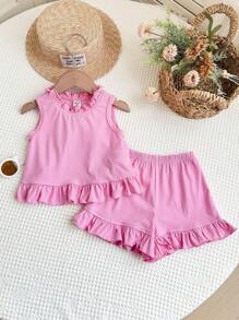 LMoss Kids LMoss Baby Girls Sets Toddler Summer Clothes Young Girls Sets  Infant Girl Clothes Summer Girl Baby Clothes Summer Toddler Girl Clothes Summer Young Girls Sets - Pink - View 2