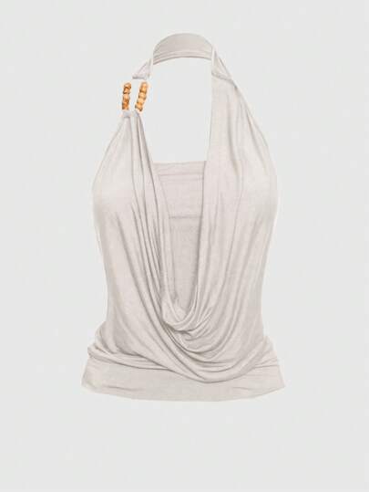 Grunge Punk Retro Subculture Grunge Beaded Tube Top, Slim Fit For Women