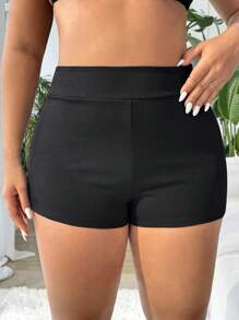 Swim Lushoire New High Waist Textured Fabric Plus Size Swim Trunks, Suitable For Summer Beach