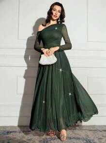 Modelyn Women's Long Dress, Minimalist Style Suitable For Summer - Dark Green - View 5