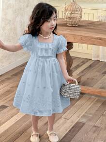 DAZY Girls Young Girl Fall Embroidered Dress - Baby Blue - View 4