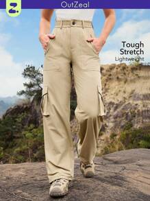 OutZeal Pantalones ligeros y elásticos resistentes al agua y desgarros para senderismo de mujer, con bolsillos cargo, apropiados para actividades al aire libre