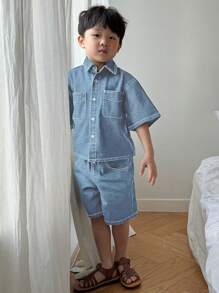 DAZY 男童牛仔套装 - 藍色 - 查看 4