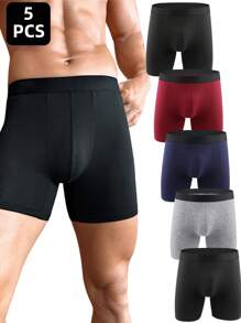 Men's 5 Pack Colorblock Knitted Fabric Casual Trunks Underwear Set - Multicolor - View 1