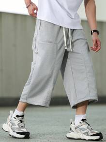 Manfinity Hypemode Pantalón deportivo casual y suelto para hombres con diseño de cintura con cordón