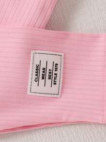 SHEIN Playful Pals 女婴花朵印花罗纹针织圆领运动衫和罗纹打底裤舒适时尚服装套装，秋冬 - 粉色 - 查看 8