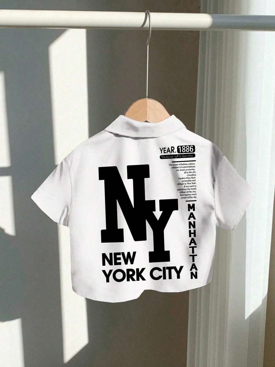 SHEIN 男婴休闲舒适衬衫，适合春夏季