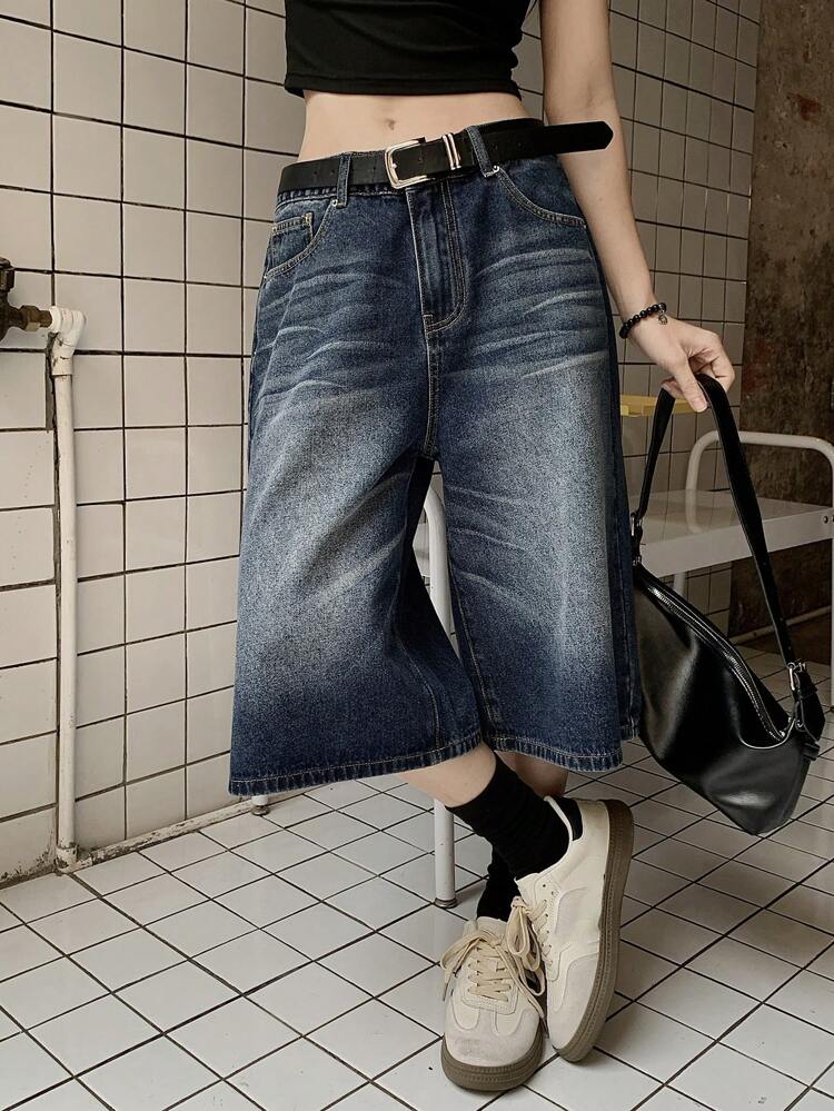 Women's Korean Style Casual Washed Loose Denim Shorts For Summer Jorts