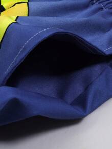 ROMWE MEN Street Life 2pcs/Set Men's Hip Hop Round Neck Short Sleeve Printed Minimalist T-Shirt And Shorts Set - White - View 5