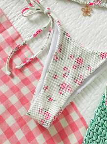 Swim Mod Women's Floral Print Halter Bikini Set, Summer Beach Clothes Outfit