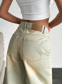 EURMUSE WOMEN WIDE LEG MID WAIST DENIM JEANS - Light Wash - View 5