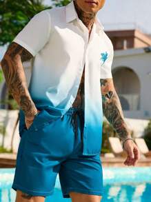 Manfinity RSRT 2 件男士简约时尚休闲短袖上衣和短裤套装，日常穿着