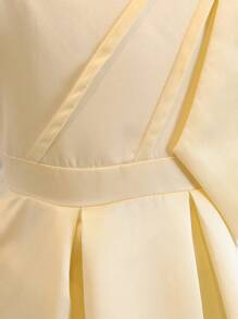 花童长款缎面连衣裙，带蝴蝶结肩带，高档选美舞会婚礼生日派对礼服 - 香檳色 - 查看 4