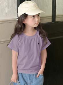 Dazy Kids Young Girl Fall Clothes Young Girl Round Neck Knitted Embroidery Graphic T-Shirt - Multicolor - View 4