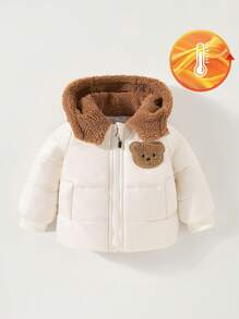 2 件装男婴连帽泰迪羊毛加厚外套 2024 年秋冬新款舒适保暖可爱简约