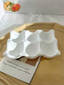 Cirelle 1 pieza Bandeja de cerámica con 6 cavidades, rejilla para huevos, organizador de huevos de cerámica, caja de almacenamiento, estante decorativo, vajilla, apto para refrigeradores, encimeras, exhibición en cocinas