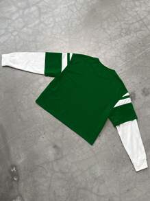 Manfinity EMRG Men's Long Sleeve Pullover Sweatshirt, Minimalist & Fashionable, Suitable For Summer Unisex Top - Green - View 2