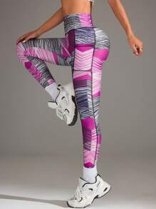 Easithlete 女式高腰瑜伽印花紧身裤，带口袋，弹力健身裤 - 彩色 - 查看 5