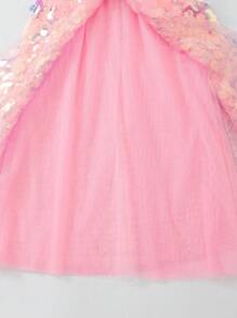 SHEIN Young Girl Luxurious Elegant Vintage Sequined Mesh Cloak Cape Dress, Princess Costume Suitable For Party, Birthday, Photo Shoot, Festival Celebration, Outdoor Activities, All Season