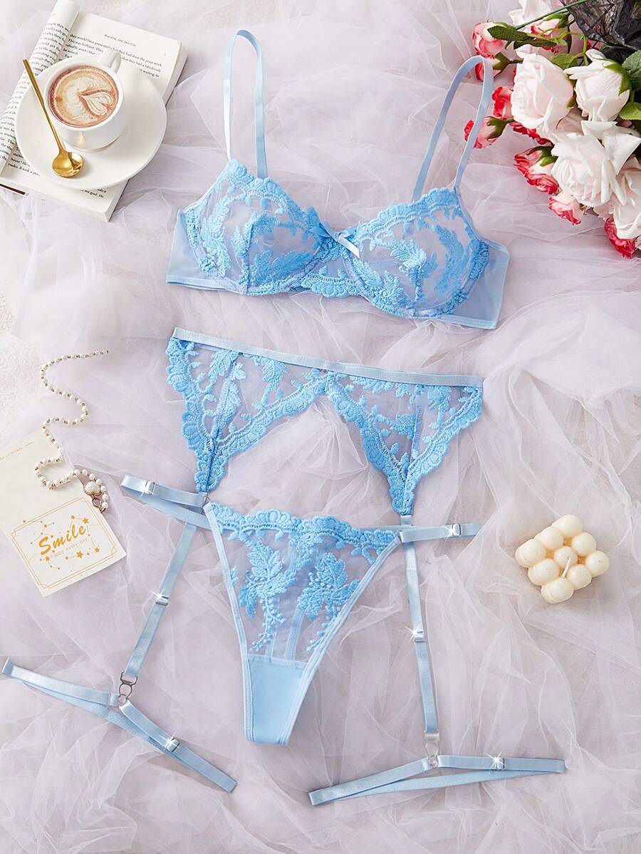 5件套女士性感内衣套装，简约风格，适合夏季外出