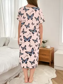 Dream Adore 蝴蝶印花短袖睡袍，睡裙适合夏季