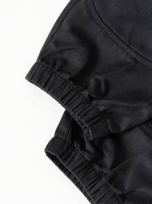 Summer,Holiday,TravelerYoung Boy Plain Minimalist Fashion Casual Long Pants, Suitable For Summer - Black - View 4