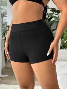 Swim Lushoire New High Waist Textured Fabric Plus Size Swim Trunks, Suitable For Summer Beach