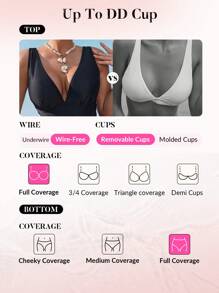 Swim DD+ 1pc Women's Minimalist One-Piece Swimsuit, Fashionable For Summer - Black - View 5