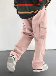 Manfinity Roghcode Quần Cargo Túi Vạt Rộng Cho Nam - Hồng - Xem 2