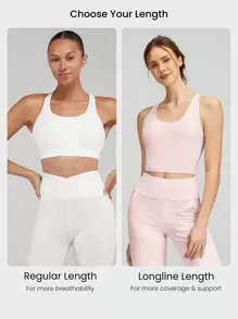 GLOWMODE FeatherFit™ Longline Crossover Strap Sports Bra Light Support Yoga Studio Gym Daily Fall Winter - Baby Pink - View 4