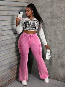 Slaydiva Quần Jeans Nữ Cỡ Lớn Quần Ống Loe Co Giãn Ôm Sát Quần Legging Xanh Quần Legging Giáng Sinh Quần Jeans Denim Quần Nữ Cao Quần Ống Loe Quần Nữ Cao Quần Jeans Denim Quần Jeans Nữ Cao Quần Jeans Loe Nữ Quần Jeans Cargo Quần Jeans Co Giãn - Hồng - Xem 4
