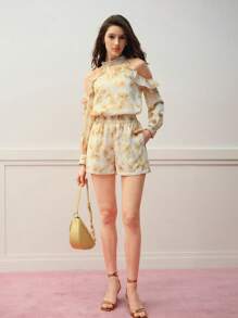 MOTF PREMIUM Blusa con estampado floral y hombros descubiertos - Amarillo - Ver 6