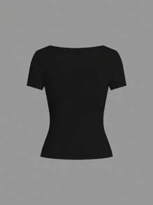 SHEIN EZwear 4 件装女士休闲简约纯色针织 T 恤 - 彩色 - 查看 7