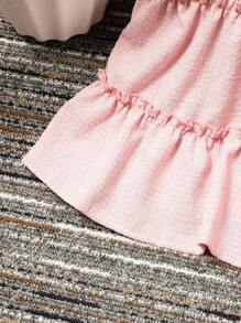 2pcs Young Girls Layered Cami Top & Casual Long Pants Set - Pink - View 5