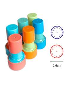 SHEIN 1pc Random Color Clock Stamp Teaching Tools For Kids Learning On Watch Multiple Style Student Teaching Tools Seal For Primary School Supplies Back To School,Back To School,School Supplies