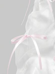 ROMWE Goth Flowy Bow Cute Y2K Streetwear Backpack - White - View 4