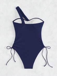 SHEIN Swim 1pc Summer Beach Outfit For Women - Navy Blue - View 6
