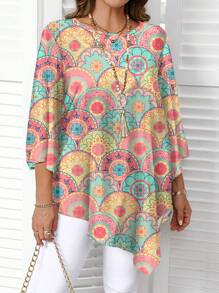 EMERY ROSE Áo sơ mi in họa tiết hoa tối giản thường ngày cỡ lớn, mùa xuân/thu - Nhiều màu - Xem 3