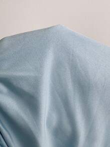 SHEIN EZwear 女士黑色双层荷叶边下摆 A 字短裙，适合夏季外出穿着 - 藍色 - 查看 7