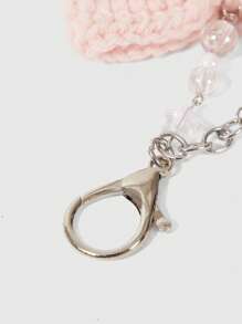 ROMWE Kawaii INS Light Luxury Fashion Exquisite Versatile Elegant High-End Pink Bow Rhinestone Cross Pendant Keychain Bag Charm, Suitable For Women & Girls, Daily Wear & Holiday Gift