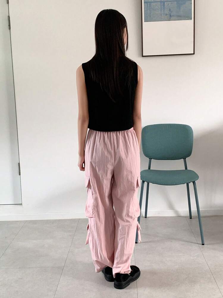 2pcs Tween Girl Casual Round Neck Sleeveless Printed Top And Long Pants Set