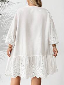 SHEIN CURVE+ Vestido casual holgado con mangas sueltas y estampado para mujer talla grande, ideal para primavera/verano o vacaciones estilo bohemio